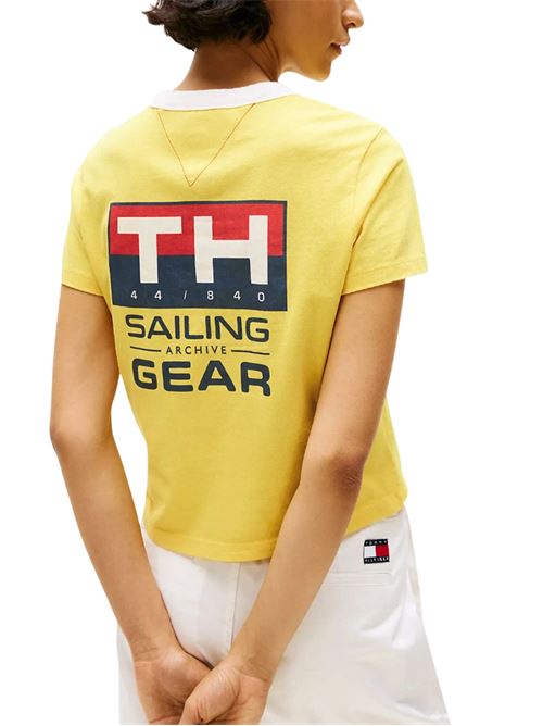 T-shirt donna gialla in cotone Tommy Hilfiger | WW0WW45598ZH1